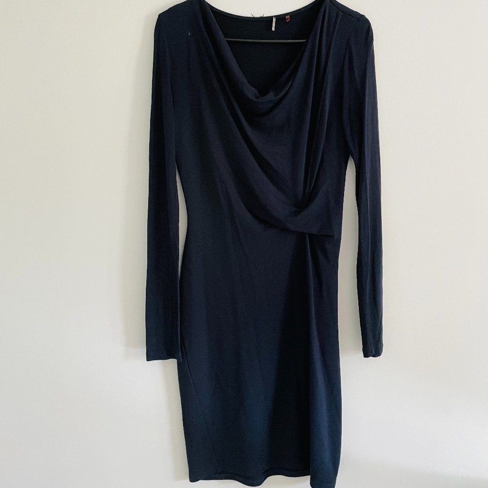 Elie Tahari Women's Long Sleeve Dark Blue/Black Dress Size XS
